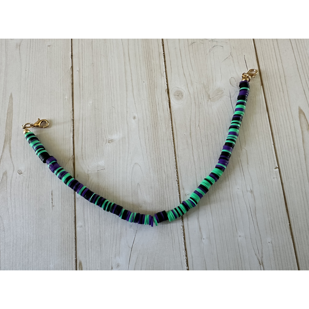 Heishi Hat Chain Teal/Purple/Black