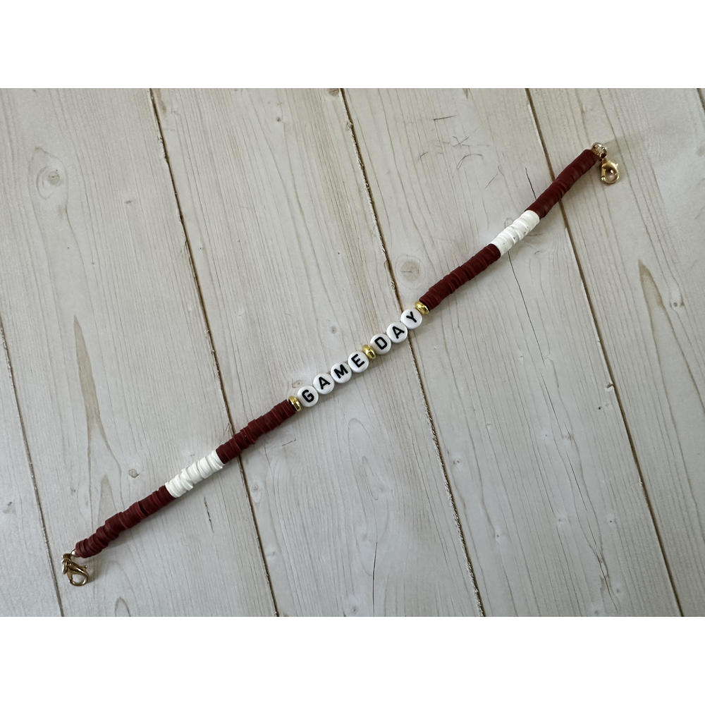 GAMEDAY Heishi Hat Chain Maroon/White