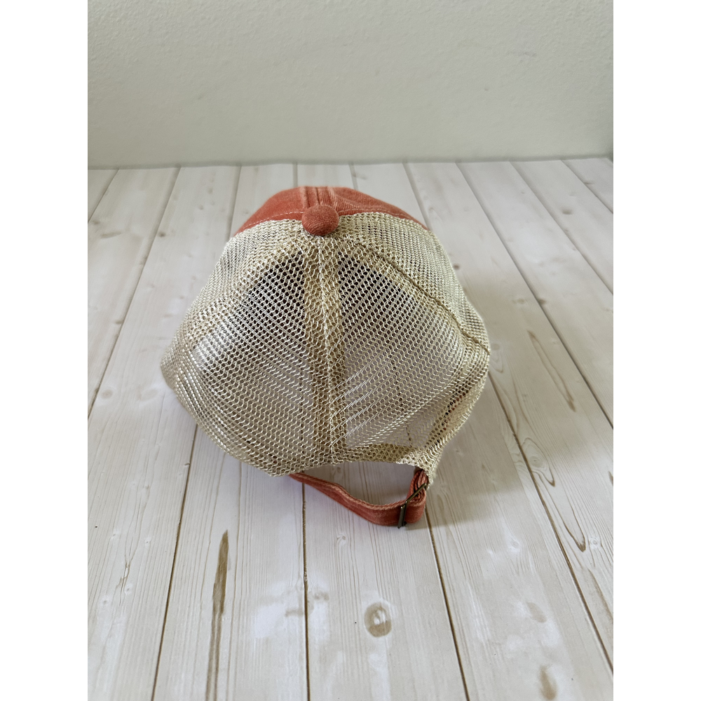 Distressed Trucker – Burnt Orange / Beige Mesh - Back
