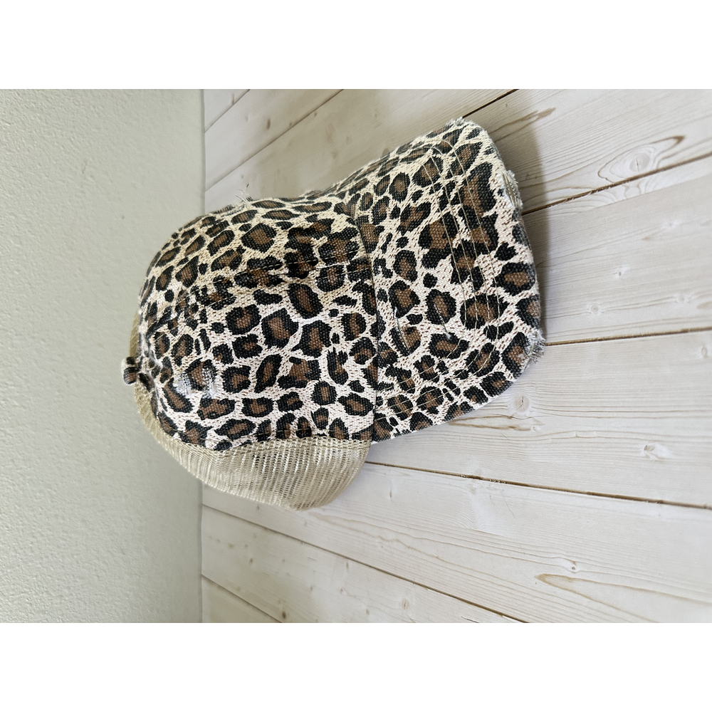 Leopard Print Ponytail Hat-blank