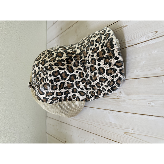Leopard Print Ponytail Hat-blank