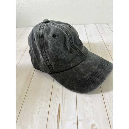 Washed Cotton Dad Hat – Washed Black - Front