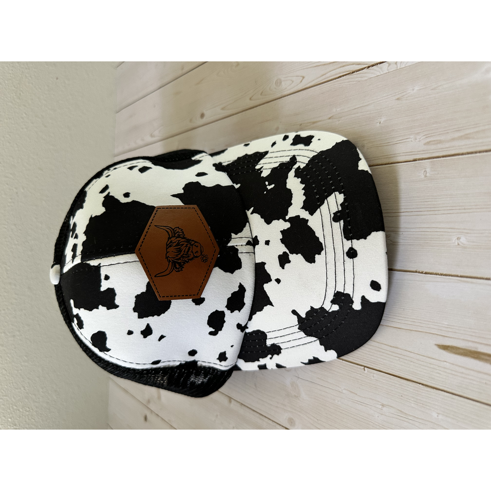 Cow Print Trucker Hat-blank