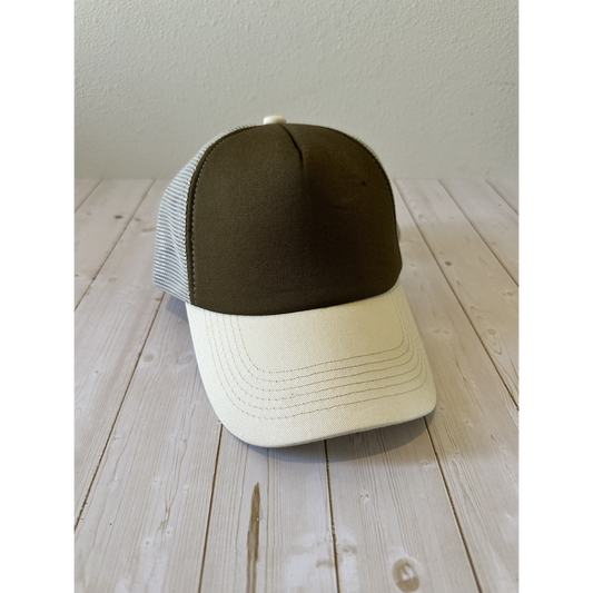 Olive & Cream Trucker Hat-blank