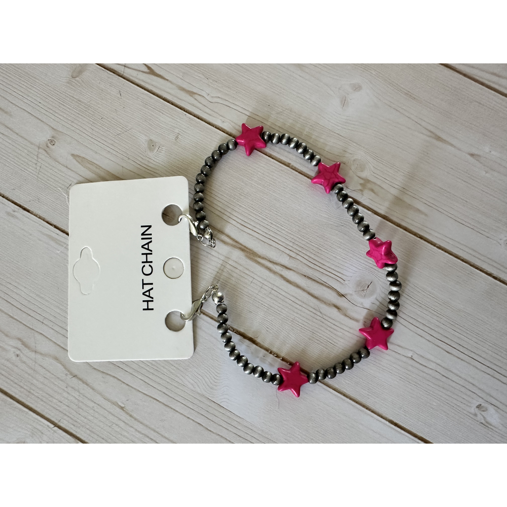 Pink Star Bead Hat Chain