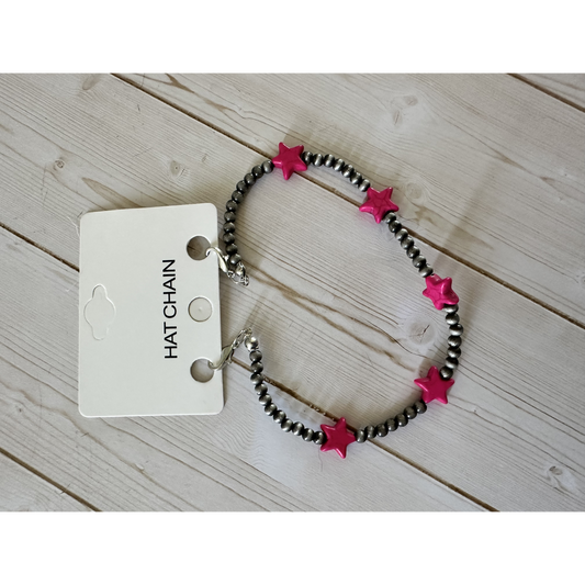 Pink Star Bead Hat Chain