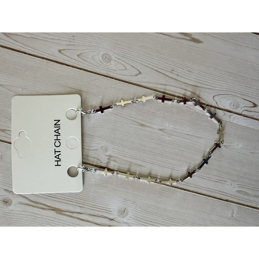 Mixed Metal Cross Link Hat Chain