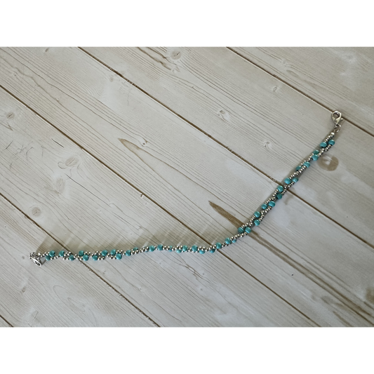Turquoise Bead & Silver Spacer Hat Chain