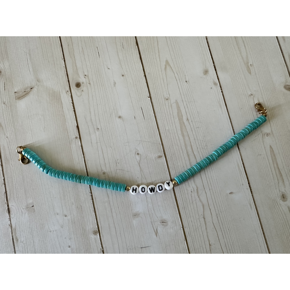 Howdy Heishi Hat Chain  Turquoise