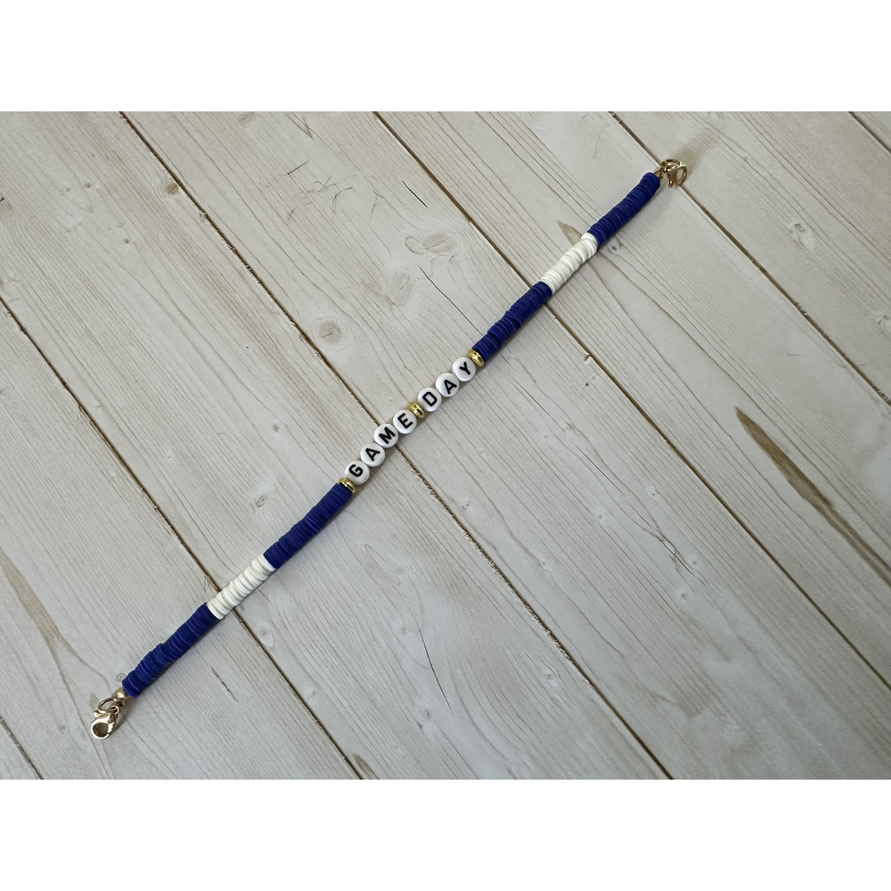 GAMEDAY Heishi Hat Chain  Royal/White