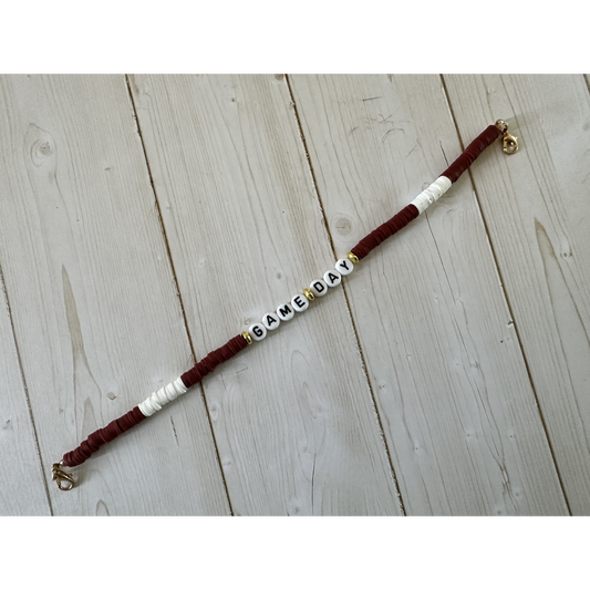 GAMEDAY Heishi Hat Chain  Maroon/White
