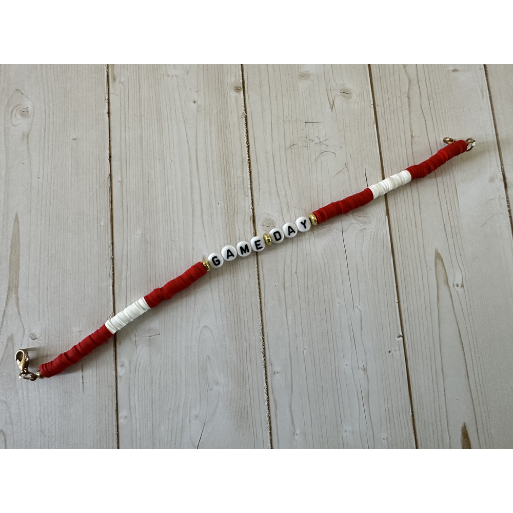 GAMEDAY Heishi Hat Chain  Red/White