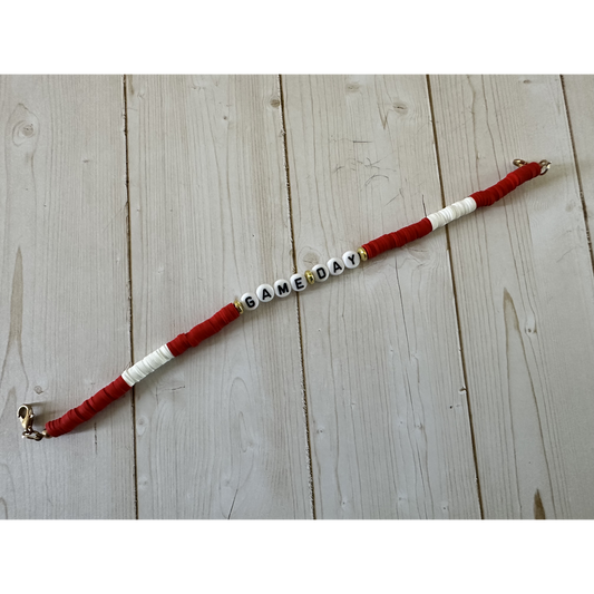 GAMEDAY Heishi Hat Chain  Red/White